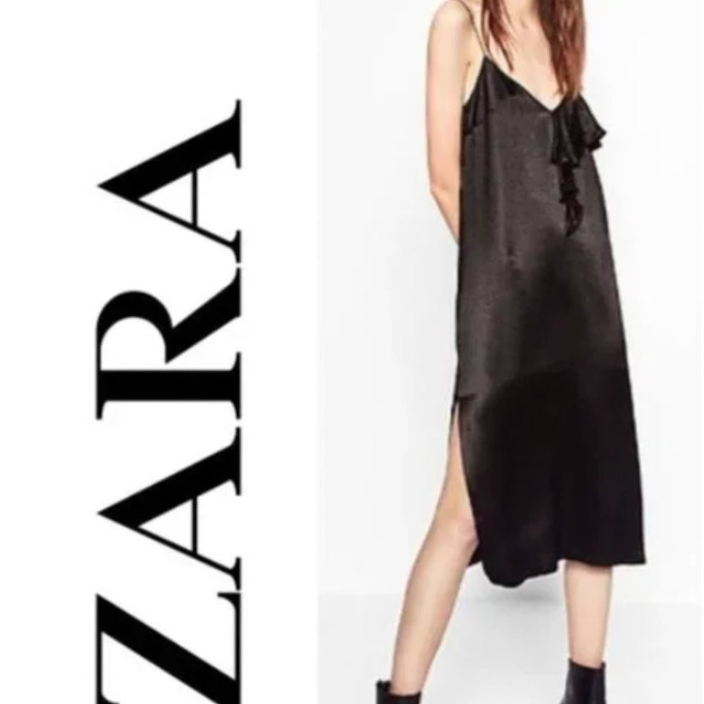 Zara black slip dress